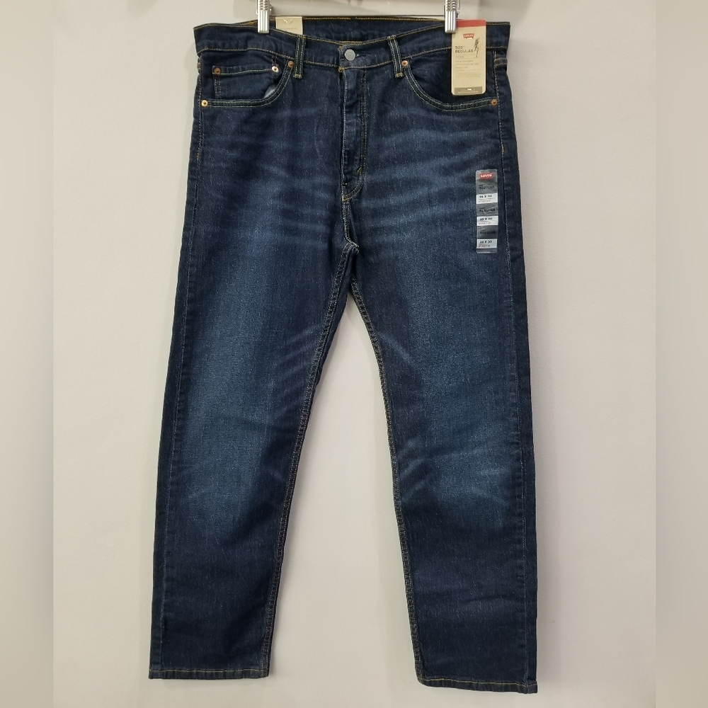 LEVIS 505 Regular Stretch Straight Leg Blue Jeans Pants Men's Size 36 X 30